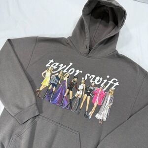Taylor Swift Eras Tour Hoodie Womens‎ Medium Gray Pullover Sweatshirt Folklore